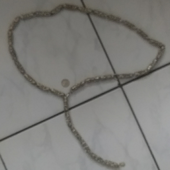 Vintage belt EXP silvertone linked round tubular pieces chain belt - Picture 6 of 6